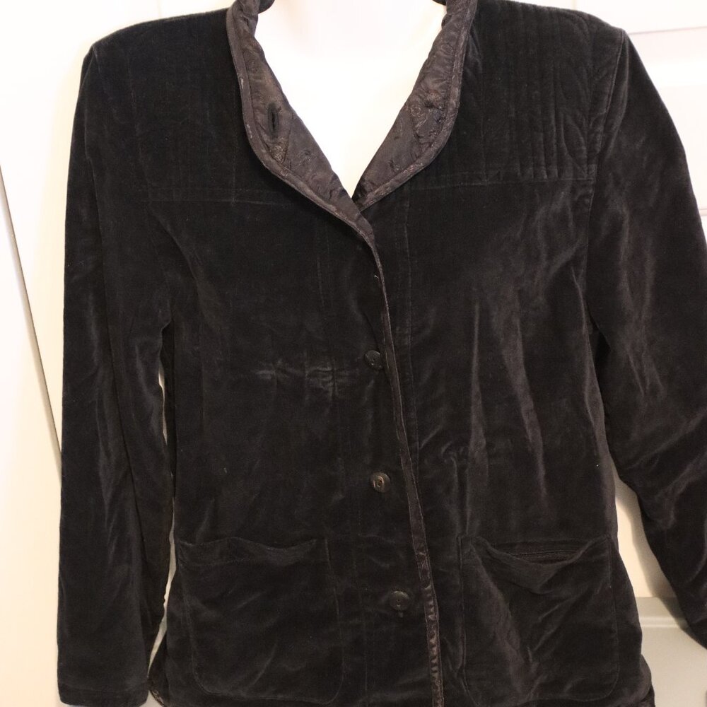 Tibetan Trader Black Velvet Chore Shacket Medium Cotton Outer Casual Office